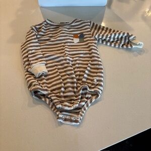 Brown and White Striped Bubble Romper